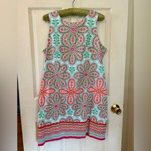 Colorful Floral Sleeveless Sheath Dress London Times 14 Cotton Summer Dress